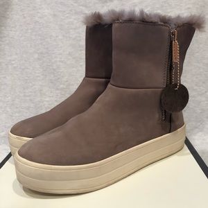 J/SLIDES Faux Fur Lined Bootie (Taupe)